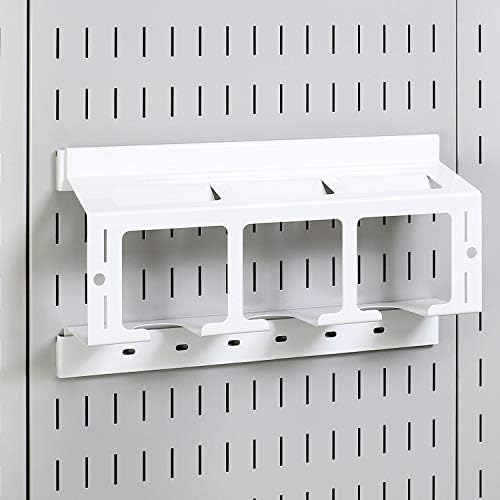 Wall Control Drill Holder Power Tool Storage Rack - Compact Impact Drill Battery Power Tool Pegboard Organizer Pegboard (White) by Wall+Control