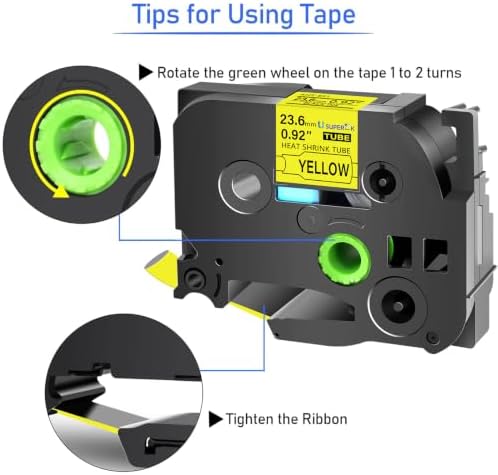 USUPERINK 20PK Compatible for Brother P-Touch HSe-651 HSe651 HS-651 HS651 Black on Yellow 23.6mm 0.92'' Heat Shrink Tubing for Wire Cable for PT330 PT350 PT520 PT540 PT580c Label Maker Tape - Image 3
