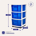 HOMZ Drawer Tower, 3-Tier Storage Cart with Removable Wheels, White Frame - Image 2