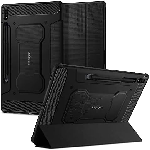 Spigen for Galaxy Tab S8 Plus Case (2022), Galaxy Tab S7 Plus Case (2020), Rugged Armor Pro Protective Tri-Fold Cover and S Pen Holder, 12.4 inch, Black by Spigen