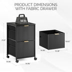 VINGLI 2 Drawer Mobile File Cabinet, Rolling Fluted Filing Cabinet Under Desk File Cabinet with Wheels, Fabric Drawers Printer Stand for Home Office, Fits Letter Size, Black - Image 3