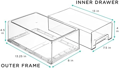 Sorbus Clear Stackable Storage Drawers with Pull-Out Bins (Medium, 6 Pack) - Image 3