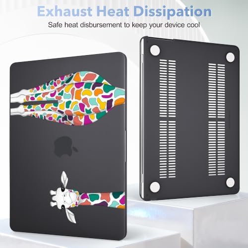 May Chen for M5 MacBook Air 13.6 Inch Case 2026 2025 2024-2022 Release M5 A3449 M4 A3240 M3 A3113 M2 A2681, Plastic Hard Shell Case for MacBook Air 13.6" with Retina Display, Black Colorful Giraffe - Image 5