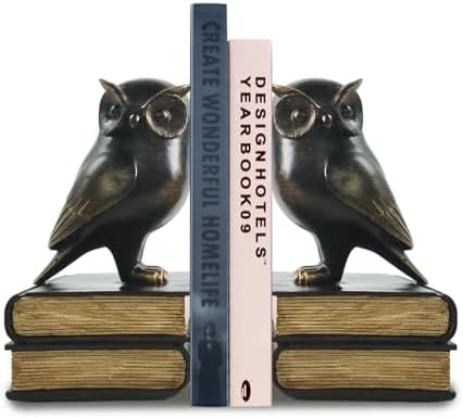 Dosker Owl Decorative Book Ends for Shelves (Black) by Dosker