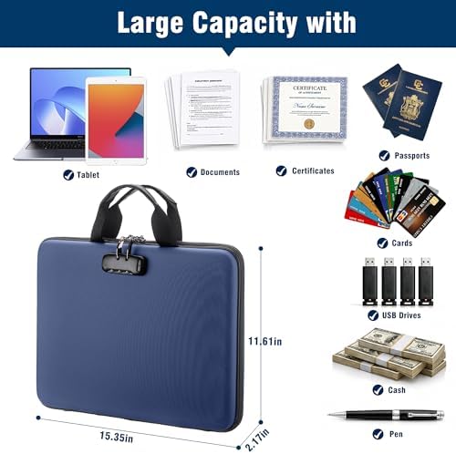 EXLIFBAG Fireproof Document Box with Lock, 13 Pocket Accordion File Folder - Image 5