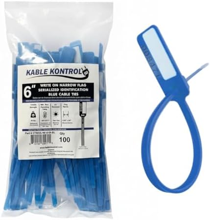 Kable Kontrol Serialized Write-On Flag Zip Ties, 6 Inch 5000 Pcs – Blue by KABLEKONTROL%C2%AE