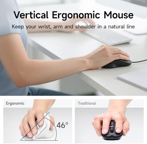 SANWA Wireless Ergonomic Mouse for Large Hands with Wrist Rest, White - Image 3