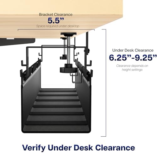 VIVO Black Clamp-on 31 in Fabric Cable Management Tray, DESK-AC31F-C - Image 6