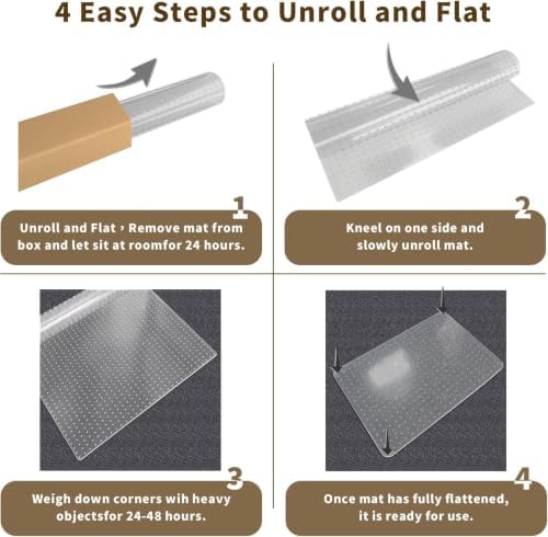 Office Chair Mat for Carpeted Floor, 63"x51" Clear Desk Mat for Carpet Large Protector Floor Mat On Low Pile Carpets, Easy Glide Rolling Plastic Floor Mat, Computer Chair Mat for Home Office - Image 7