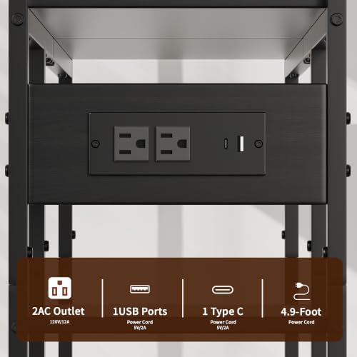 Aetheris Desktop Organizer Shelf, 30" Wooden Office Storage Rack with Outlets, Display Shelf Rack with Light Strip, 5 Tier Desktop Display Rac, Desk Shelf, Desk Hutch for Computer Monitor (Black) - Image 7