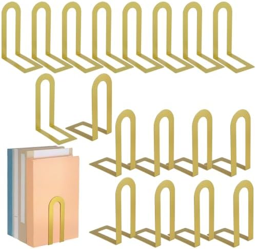 Chunful 18 Pcs Gold Metal BookEnds Shelves, 5.5 x 3.75 x 2.25 in by Chunful
