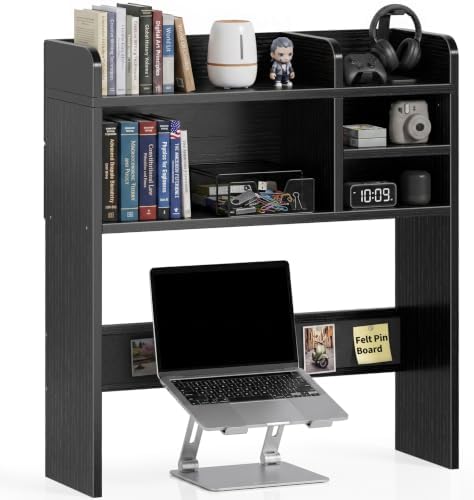 30" Black Desk Hutch Dorm Top Only with Sheves Felt Board for College by Unknown