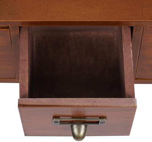 Desk Organizer Box Wooden 2/3-Layer Walnut Color Stackable Desktop Drawer Organizer with 3/6 Drawers Vintage Tabletop Storage Cabinet for Makeup, Letter, Home Office Supplies (3-Drawers) - Image 5