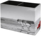 PU Leather Multi-Compartment Pen Holder Desktop Organizer Pencil Cup Storage Caddy for Office Home Supplies Wine Glass Rose Paris Paint - Image 7