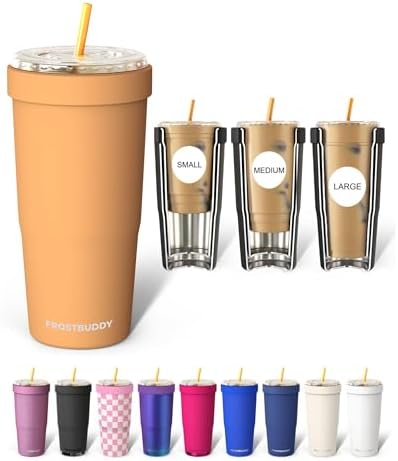 Frost Buddy Togo Buddy 30 oz Stainless Steel Vacuum Insulated Tumbler To Go Coffee Cup – Iced Coffee Cups, Iced Coffee Sleeve, Travel Mug, Thermal Cup for Hot & Cold Drinks, Dunkin Cup (Peachy Palm) by FrostBuddy