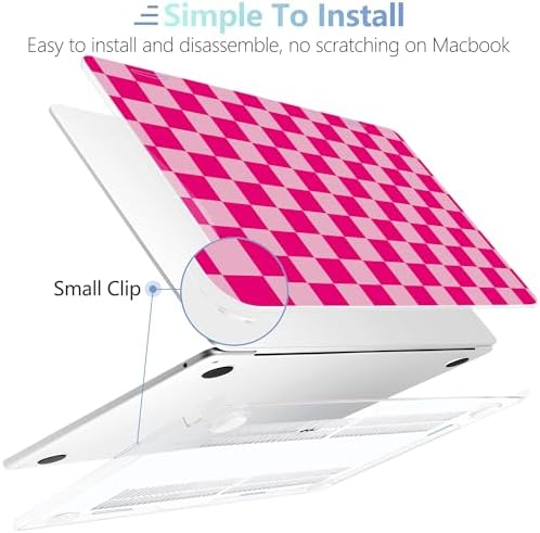 MEEgoodo for M5/M4/M3/M2 MacBook Air 15 inch Case 2026 2025 2024 2023, Case Fit Model (A3448/A3241/A3114/A2941) for MacBook Air 15.3 inch, Rose&Light Pink Checkerboard - Image 5