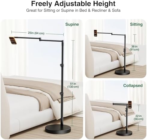 elitehood Magnetic Floor Phone Stand for Bed, Magsafe Overhead Phone Holder - Image 4