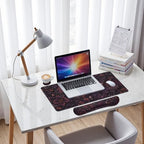 Dark Floral Desk Mat Set Gothic Skull Rose Large Mouse Pad with Wrist Rest 4in1 Desk Mat for Desktop Ergonomic Computer Desk Arm Wrist Anti-Slip Computer Ergonomic Mouse Pad Home Office Gaming - Image 7