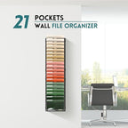 SUPEASY 21 Tier Wall File Organizer, Hanging Wall Mounted Mail Organizer with Label Slots, Metal Mesh File Holder Magazine Rack for Office, Home, School or Classroom, Black - Image 7