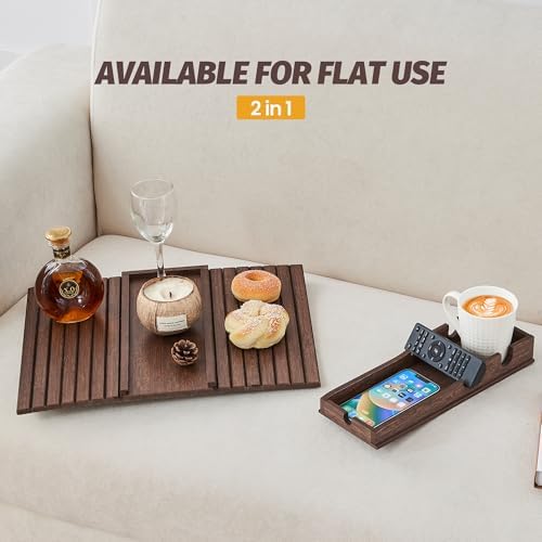 GEHE Detachable Couch Cup Holder, Anti Falling Sofa Arm Tray, Natural Bamboo Sofa Cup Holder More Safe for You Family, Portable Couch Arm Tray Armrest Table for Remote, Snacks, Phone, Drinks - Image 7