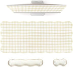 L-SPOUTTO Beige Checkered Mouse Pad Set,Cottagecore Scalloped Desk Mat Set by L-SPOUTTO