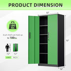 INTERGREAT Metal Storage Cabinet, 72" Locking Steel Cabinets with 2 Door and 4 Adjustable Shelves, Tall Metal Cabinet for Home Office, Garage, Warehouse,(Black+Green) - Image 3