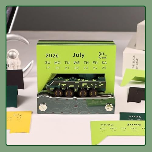 HOTOYMDS3D Calendar 2027,3D Desk Calendar 2027,3D Art Calendar Memo Pad 2027,Armored Vehicles Desktop Decoration,Tear-Away 3D Paper Art Notepad,Christmas Gift,New Year Gift/paper sculpture calendar (Armored Vehicles) - Image 6