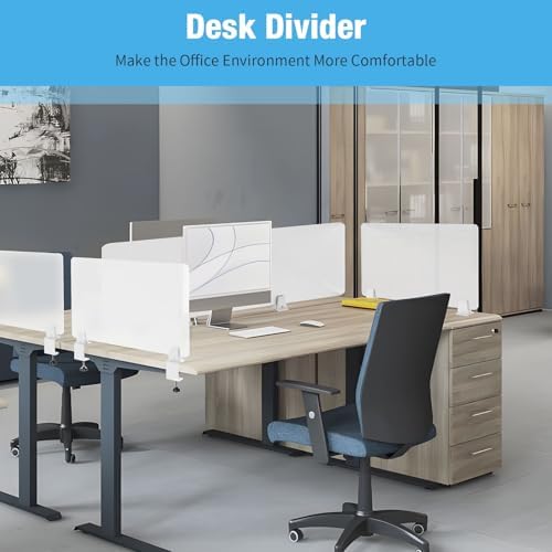Desk Divider 4 Pcs Desk Privacy Panel 47.2''L x 15.8W'' Office Partitions Frosted Acrylic Panel Pack of 4 Desk Divider Partition with Adjustable Universal Base - Image 4