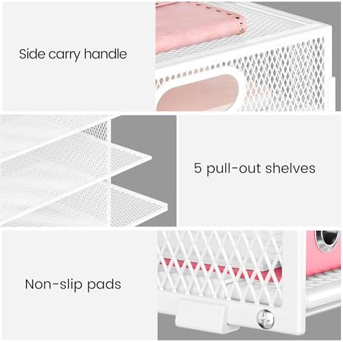 Lavatino 2 Pack 8-Tier Office Desk File Organizer, Letter Tray Paper Organizer with Handle, Including 5 Adjustable Slide Trays for Organizing Desk Workspace Accessories and Supplies (White Metal Mesh) - Image 7