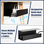 2 Pack Under Desk Cable Management Tray,Hold 11 lbs, 16 x 6 x 6 Inch, Black - Image 5