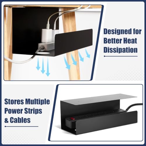 2 Pack Under Desk Cable Management Tray,Hold 11 lbs, 16 x 6 x 6 Inch, Black - Image 5