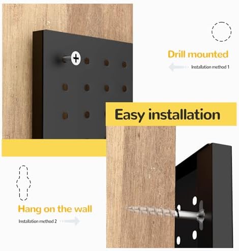 4-Pack Heavy-Duty Metal Pegboard Organizer Kit - 16"x12" Black Steel Wall Control Panels with 8 Hooks for Garage Tools, Craft Rooms, and Home Office Storage - Image 7