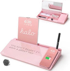 Pink Desktop White Board Glass with Wireless Charger＆ Small Desktop Dry-Erase Pad Glass whiteboard - Image 2