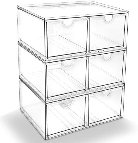 Prsildan 6 Small Drawers Stackable Storage Drawer Clear Acrylic Organizer by Prsildan