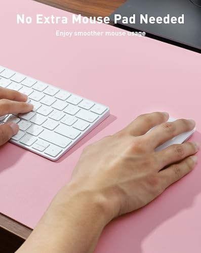 Aothia Faux Leather Desk Mat - Large Mouse Pad, Non-Slip PU Leather Blotter, Waterproof Writing Surface for Office and Home (Fairy Pink, 63" x 24") - Image 4