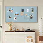 SELEAD Linen Bulletin Board 48” x 24” - Golden Aluminum Frame, Teal Fabric - Image 2