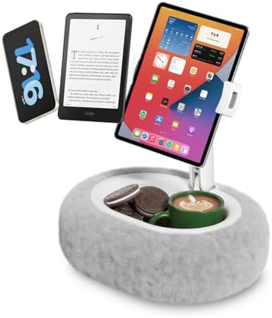 Viozon Tablet Pillow Stand,Kindle Pillow Stand, Compatible with 4-11" Tablet/Phone with Small Bowl, Kindle Holder Accessories,Idea for Reading and Video Watching On Bed,Gray by viozon