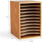 Safco Vertical Desktop Sorter, Wooden Paper Organizer for Home Office and Classroom, 11 Adjustable, Letter-Size Compartments, Medium Oak - Image 4