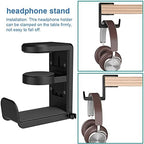 Headphone Stand PC Gaming Headset Headphone Hook Holder Hanger Mount, Under Desk Design Headphones Stand with Adjustable and Rotating Arm Clamp, Built in Cable Clip Organizer Headset Headphone Hook - Image 4