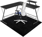Chair Mat for Hard Floor, 63"x51" Large Desk Rug for Hard Surface, Protector Floor Mat for Home Office (Black) by QQpony