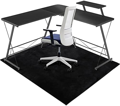 Chair Mat for Hard Floor, 63"x51" Large Desk Rug for Hard Surface, Protector Floor Mat for Home Office (Black) by QQpony