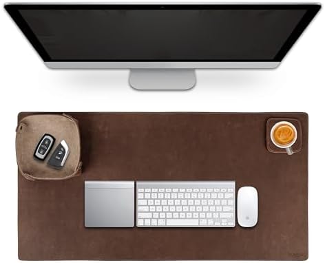 Premium Buffalo Leather Desk Mat Set – Large Office Desk Pad with Organizer Tray & Coasters, Non-Slip Workspace Protector, Elegant Desk Accessories for Home Office & Professionals by KomalC