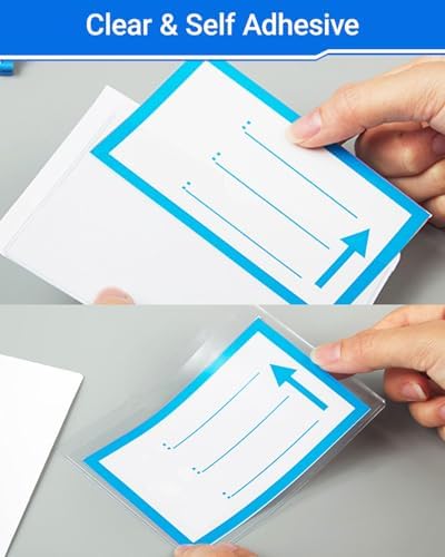 20 PCS Clear Self Adhesive Plastic Label Pockets, Top Loading Business & Library Index Card Holders, Peel and Stick Sleeves for Storage Bins, Totes, Binders and Drawers (11 x 8.5 Inch) - Image 4