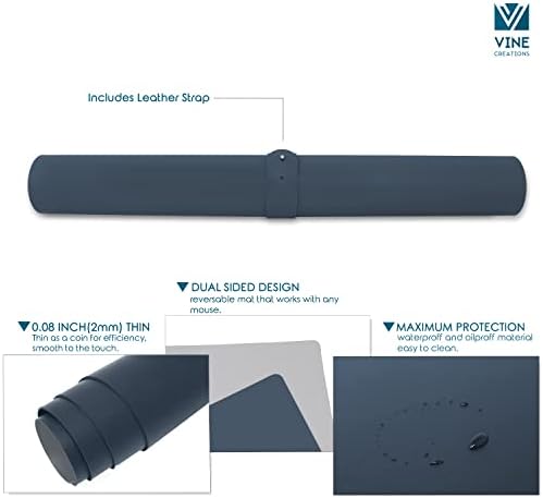 Vine Creations Leather Desk Mat Large 36" x 20", Desk Protector Mat, PU Leather Desk Pad, Large Mouse Pad, Desk Blotter, Desk Pads on Top of Desks, Desk Matt for Desktop, Office Desk Mat (Dark Blue) - Image 5