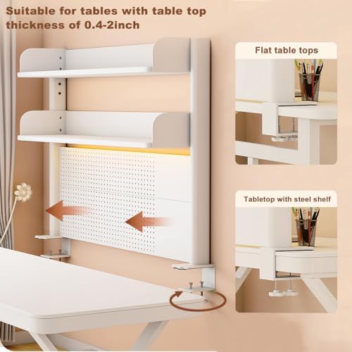Clamp on Desk Shelf with Pegboard, Desktop Organization Bookshelf - Image 5