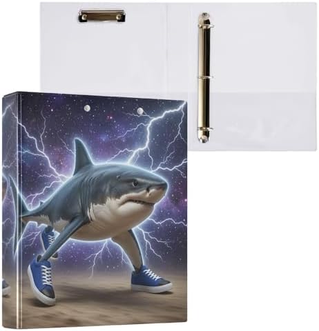 ALAZA Tralalero Tralala Meme Italian Brainrot Shark 3 3 Ring Binder 1.5 Inch Three Ring Office Binders w/clipboard & 3 Pockets, Hold 200 Sheets, 2 pcs - Image 3