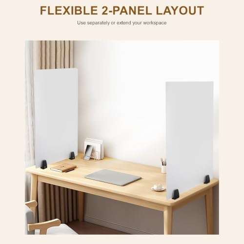 2-Pack Desktop Privacy Panel, 30" W x 18" H Acrylic Desk Divider, Frosted Office Partitions, Clamp-on Protective Desk Shield Board for Offices Schools - Image 6