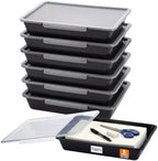 Tinlade 6 Pcs Classroom Paper Storage Bins with Lids, 13x10, Black by Tinlade