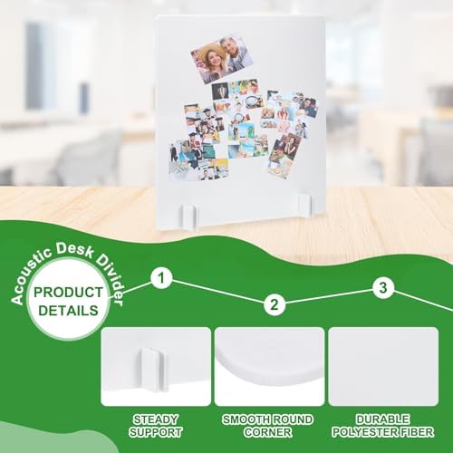 PATIKIL Desk Dividers 24" x 24", 1 Pack Desk Privacy Panel Freestanding Noise Reducing Partition Acoustic Panel with 4Pcs Support Feet for Testing Office Home Library, Pure White Style B - Image 3