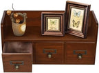 3-Drawer Desktop Organizing Cabinet, Pine Wood Countertop Drawers Storage Box, Vintage Desk Organizer Chest for Bills,Office & Home Supplies,Cosmetics,Seals-No Assembly Required by Unknown